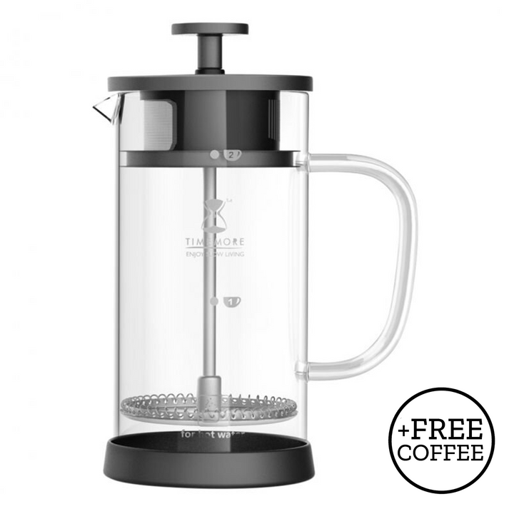 Timemore Dual Filter Glass Cafetière / French Press - 360ml - 2 Cup